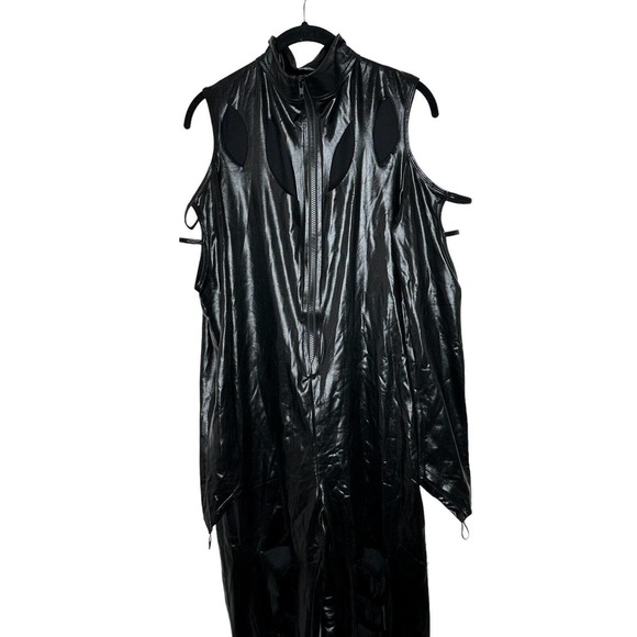 Dreamgirl Womens Cat Fight Costume Large Jumpsuit, Mask With Cat Ears‎ and Belt - Picture 3 of 12